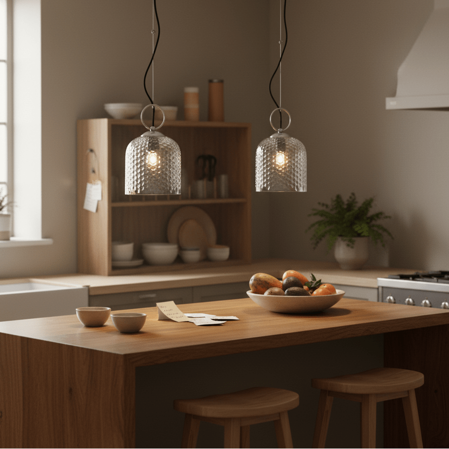 Clear Glass & Satin Nickel Acrylic Pendant Light