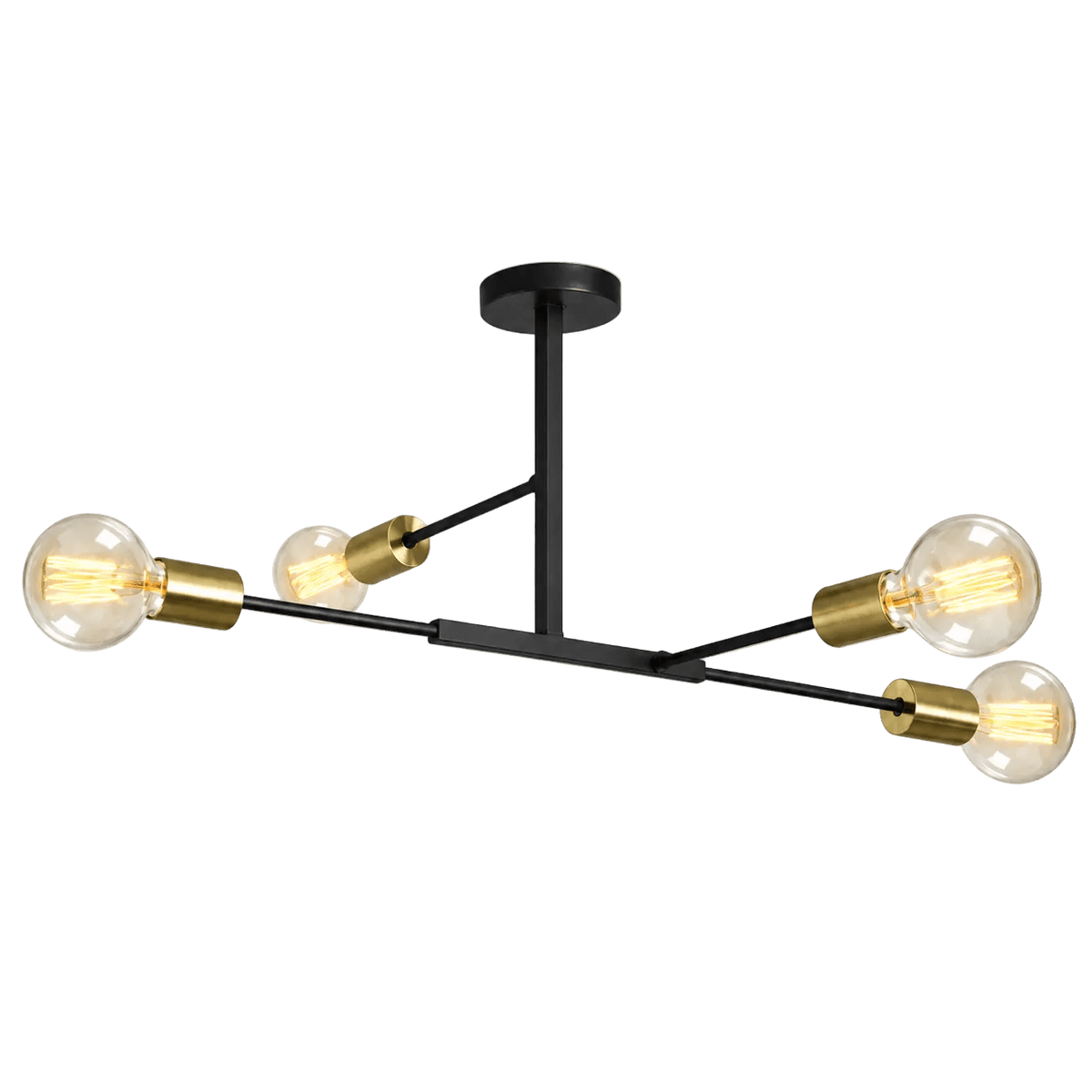 4 Light Black & Brass Ceiling Light