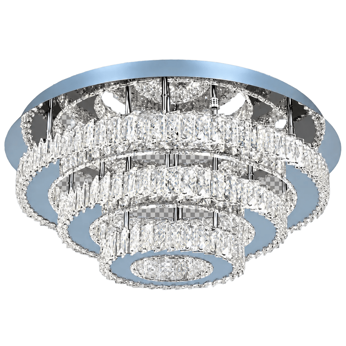 Round Stainless Steel & K9 Crystal LED Ceiling Fitting