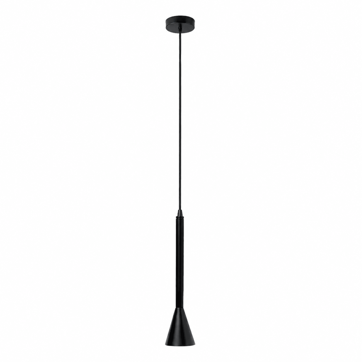 Torre Medium GU10 Flute Pendant light in black with a sleek, modern design, suspended from the ceiling.