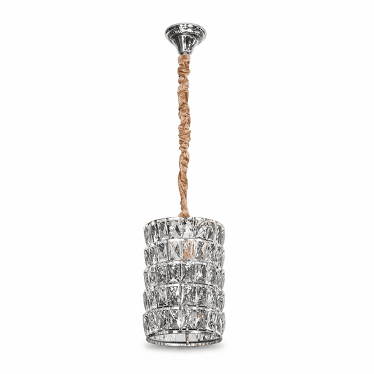4-Light Satin Gold Crystal Chandelier with a sleek design and crystal detailing, suspended from a ceiling.
