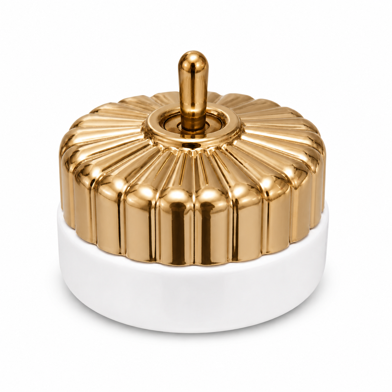 Heritage Brass & Porcelain Switch - Fluted Polished