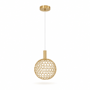 Gold metal ring pendant light with a modern design, suspended from a ceiling mount.