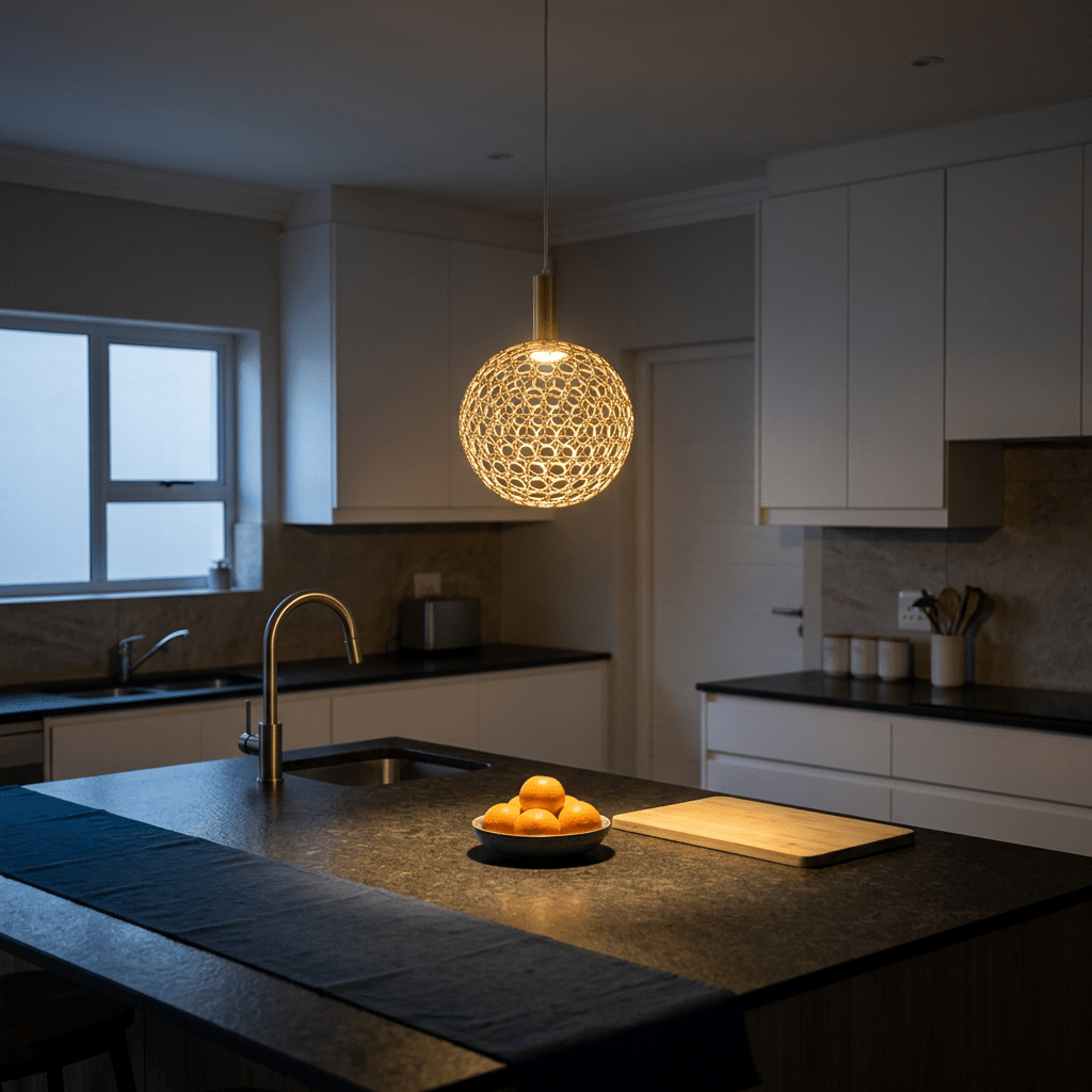 LED Medium Round Metal Ring Pendant Gold