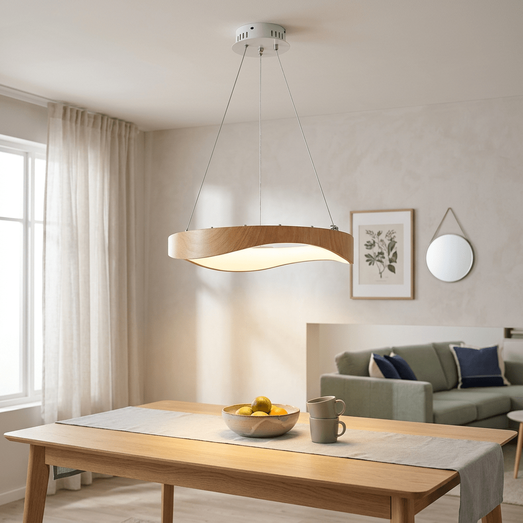 Ellipse LED Wood Grain Pendant Light