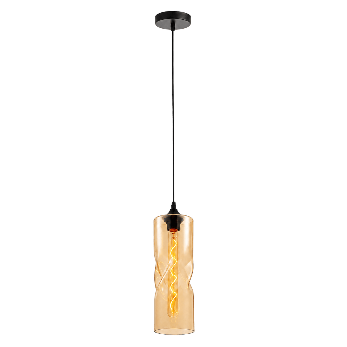Twisted Glass Amber Pendant Light