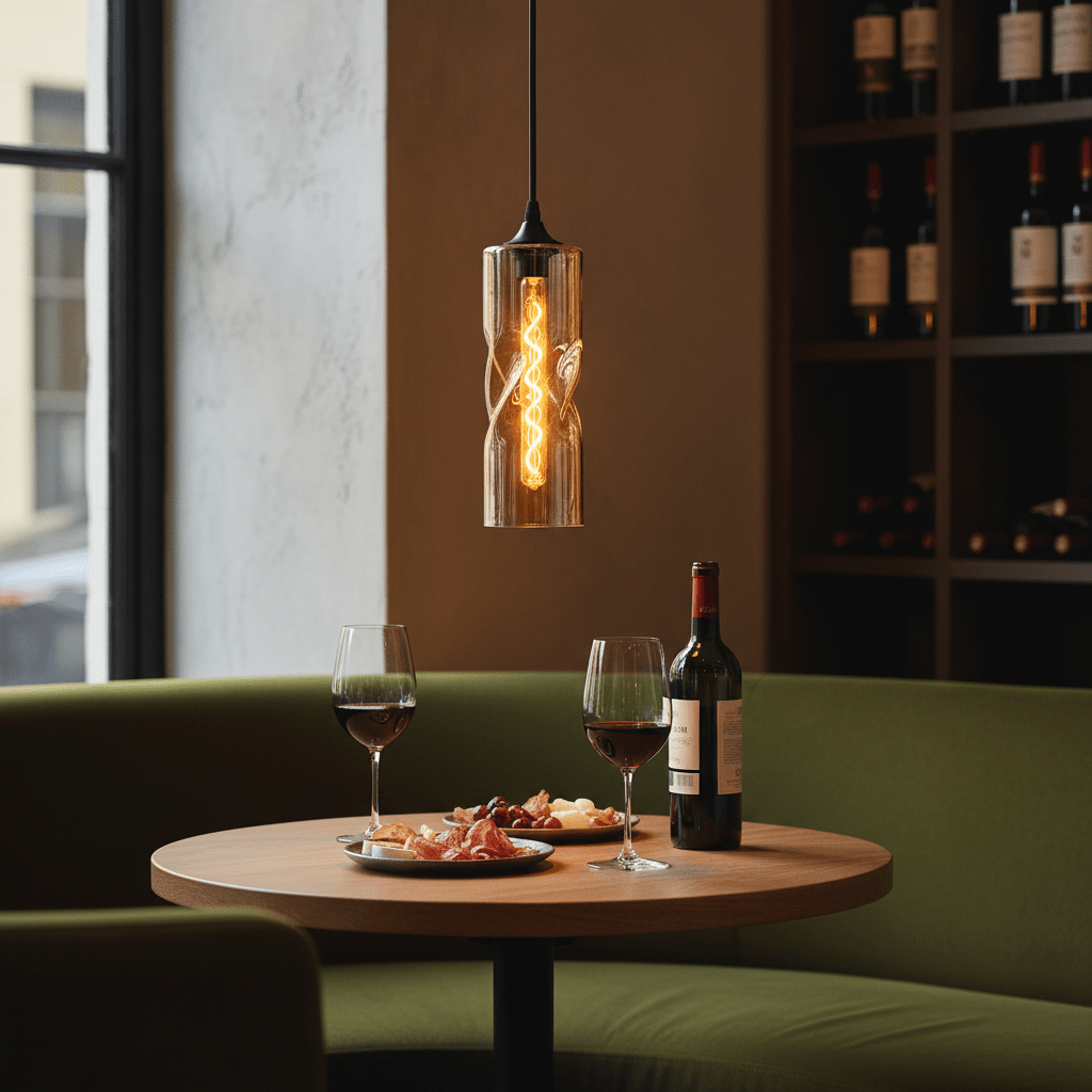 Twisted Glass Amber Pendant Light