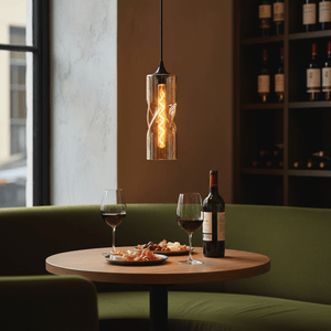 Twisted Glass Amber Pendant Light