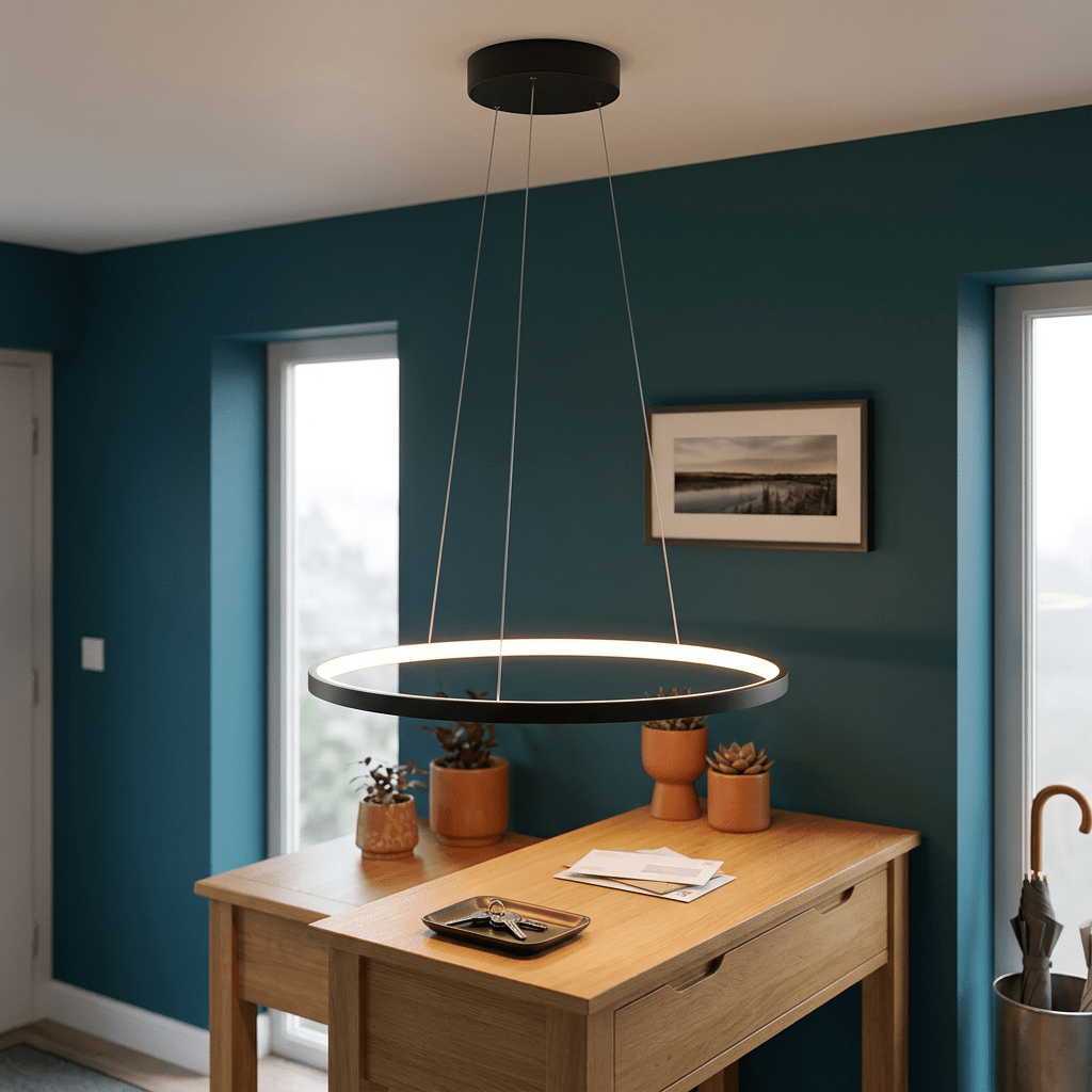 230V 29W LED 80cm Single Ribbon Pendant - Black