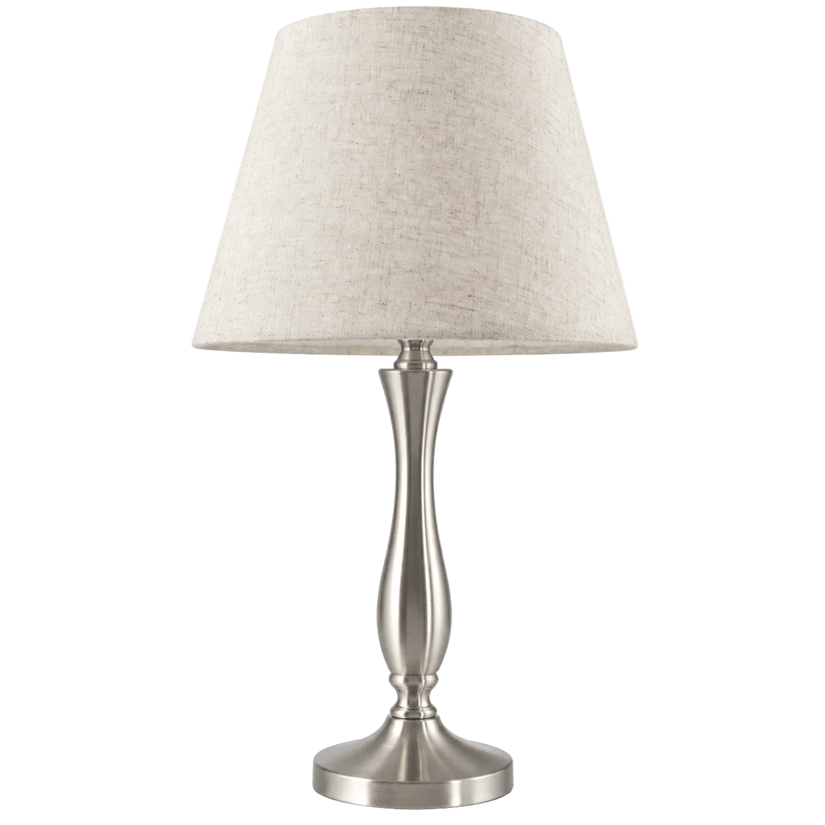 Satin Chrome, Hessian Shade Table Lamp