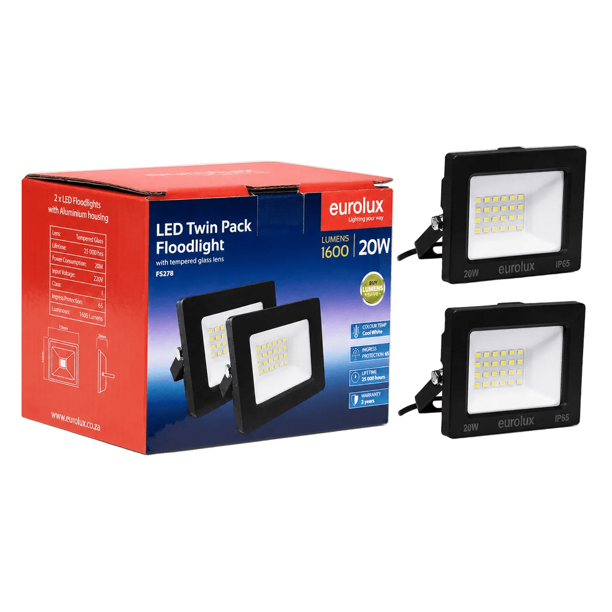 LED Flood Light Twin Pack - 20W