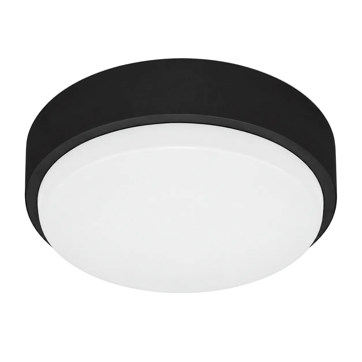 Round matt black LED bulkhead wall light with white diffuser