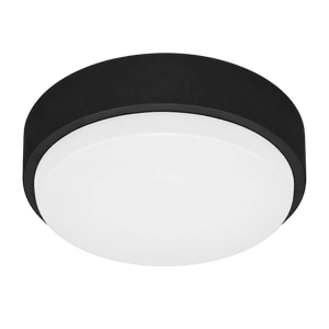 Round matt black LED bulkhead wall light with white diffuser