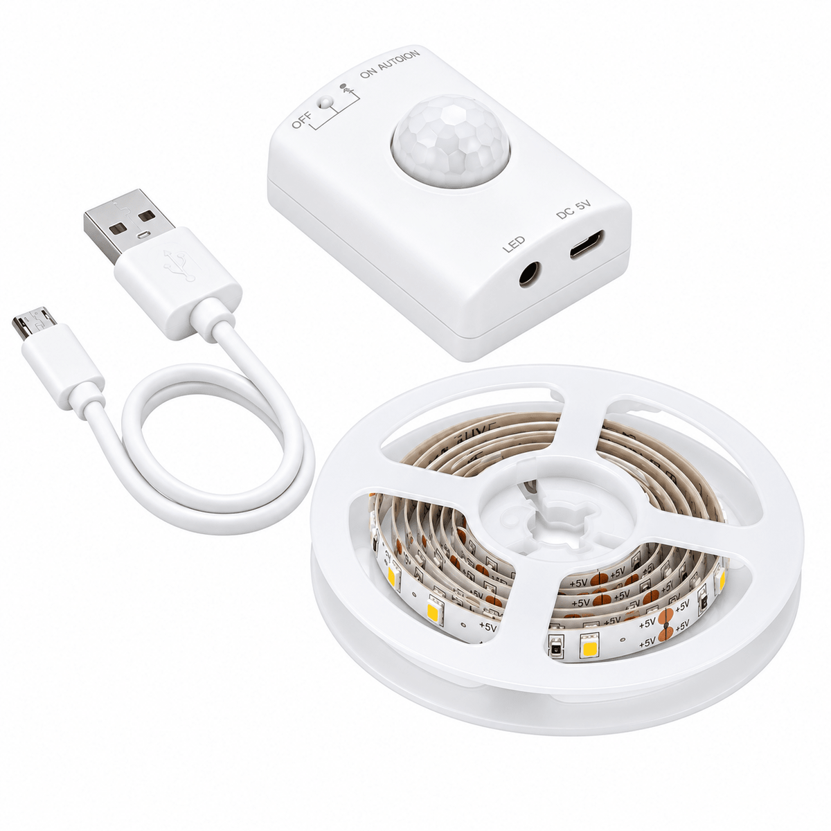 Rechargeable Motion Sensor LED Strip Light Kit - Warm White (2700K)