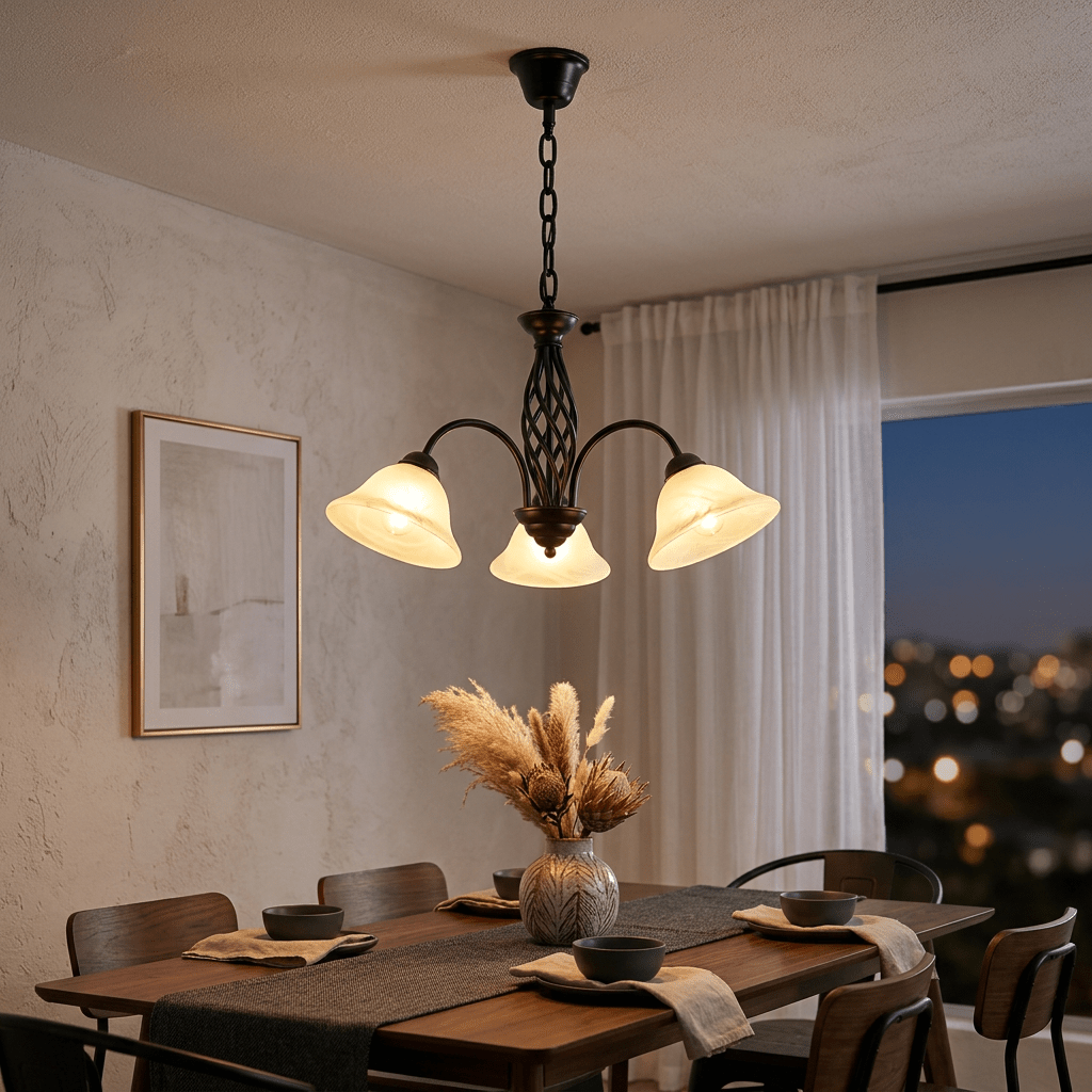 Black 3 Light Chandelier