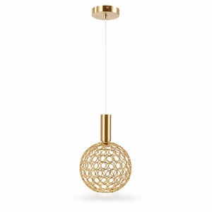 Modern LED small round metal ring pendant light with a sleek design, suspended from a ceiling mount.