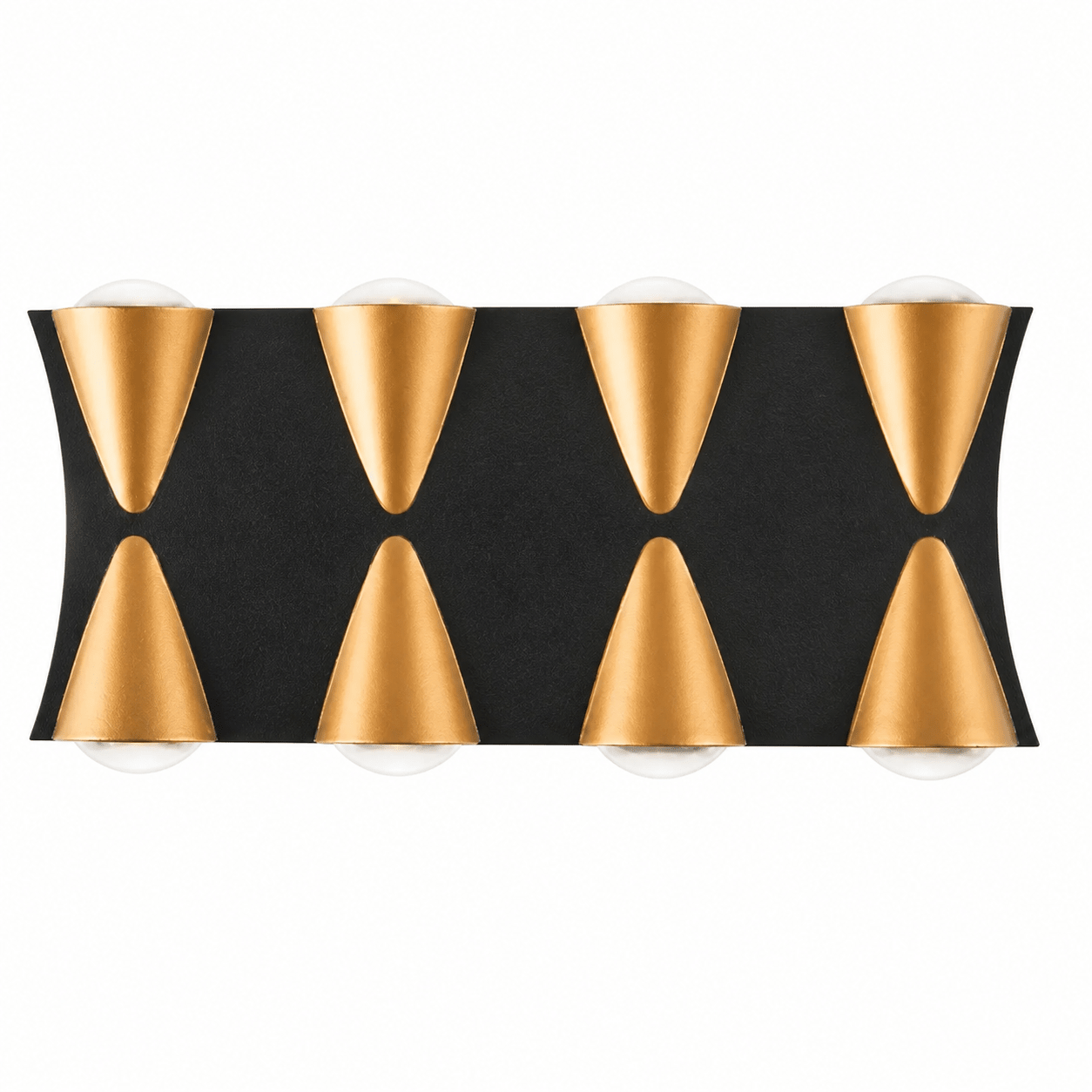 Louis 8 Light Up & Down Wall Light featuring a sleek design with gold accents and clear globes.