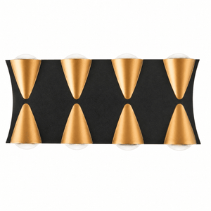 Louis 8 Light Up & Down Wall Light featuring a sleek design with gold accents and clear globes.
