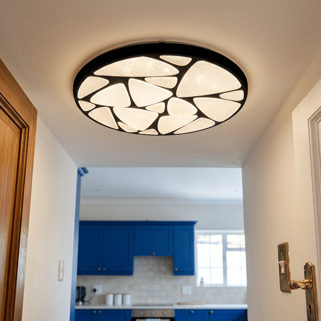 230V 24W LED Acrylic Pebble 40cm Crystal Sand Black Ceiling Fitting, WW