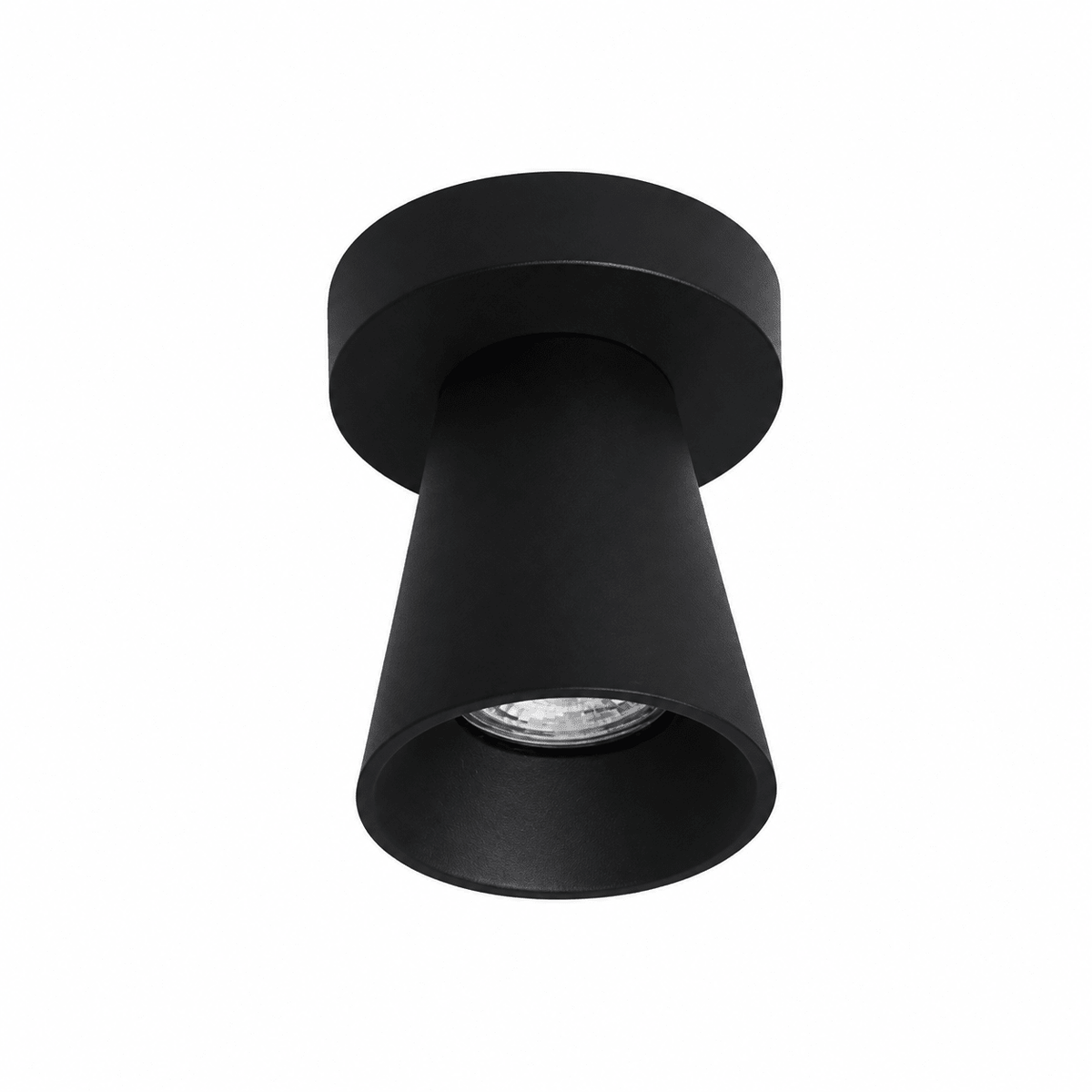 Kiddush surface mounted down light in black, featuring a sleek design and GU10 bulb fitting.