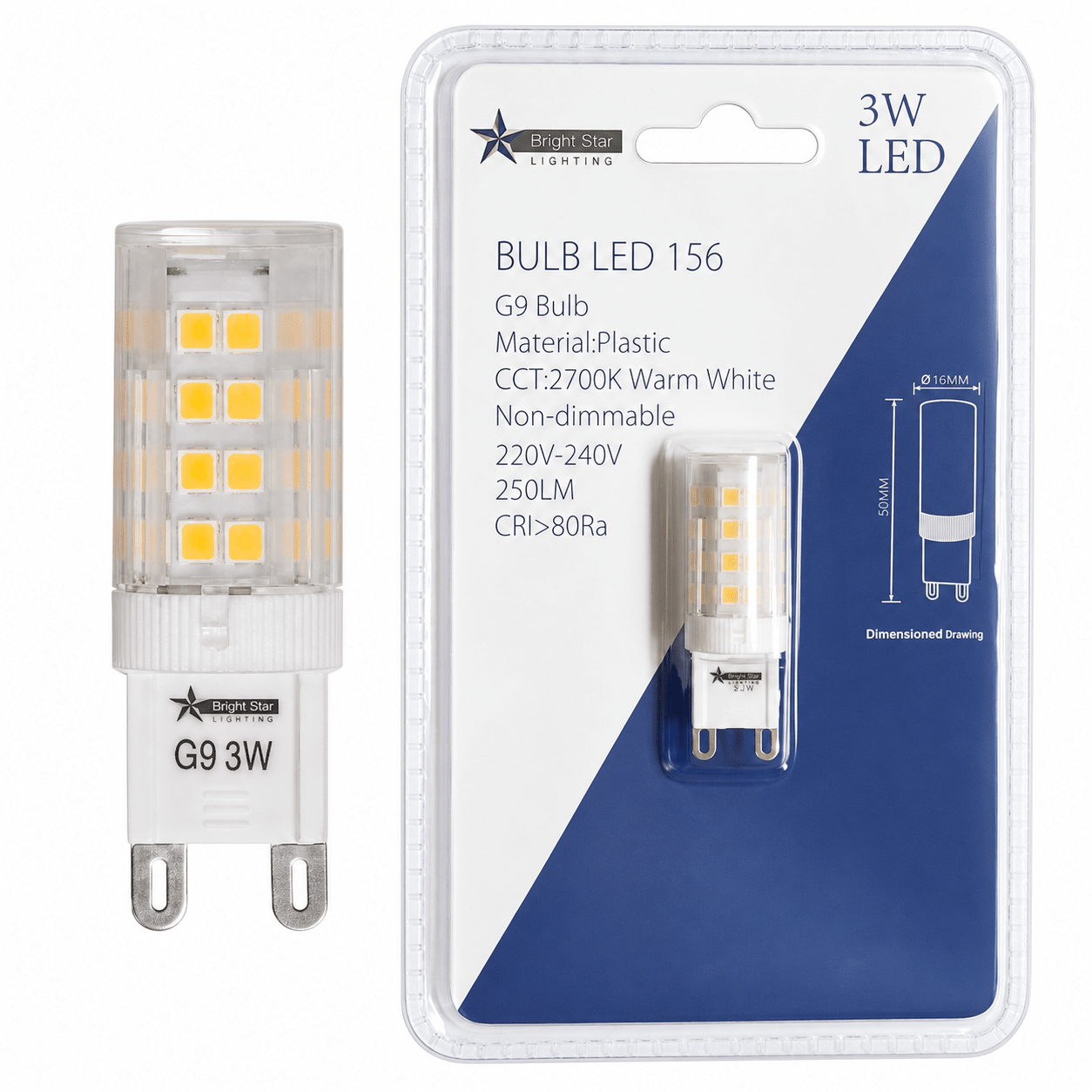 3W White LED Bulb – G9, 2700K Warm White - additional product image
