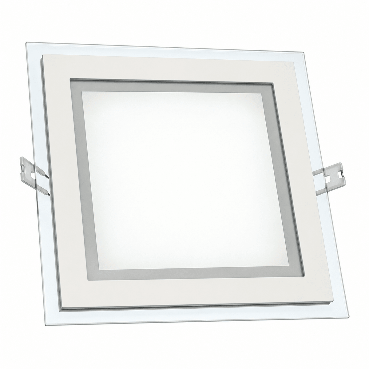 square white recessed LED downlight product cutout on a light background