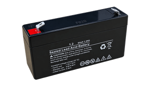 Rechargeable 6V 1.2Ah sealed lead-acid battery with transparent background