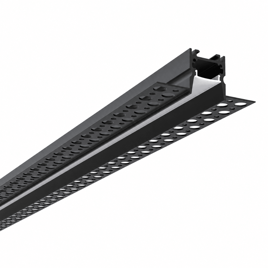 LED extrusion profile with a sleek design featuring perforated holes for light diffusion.