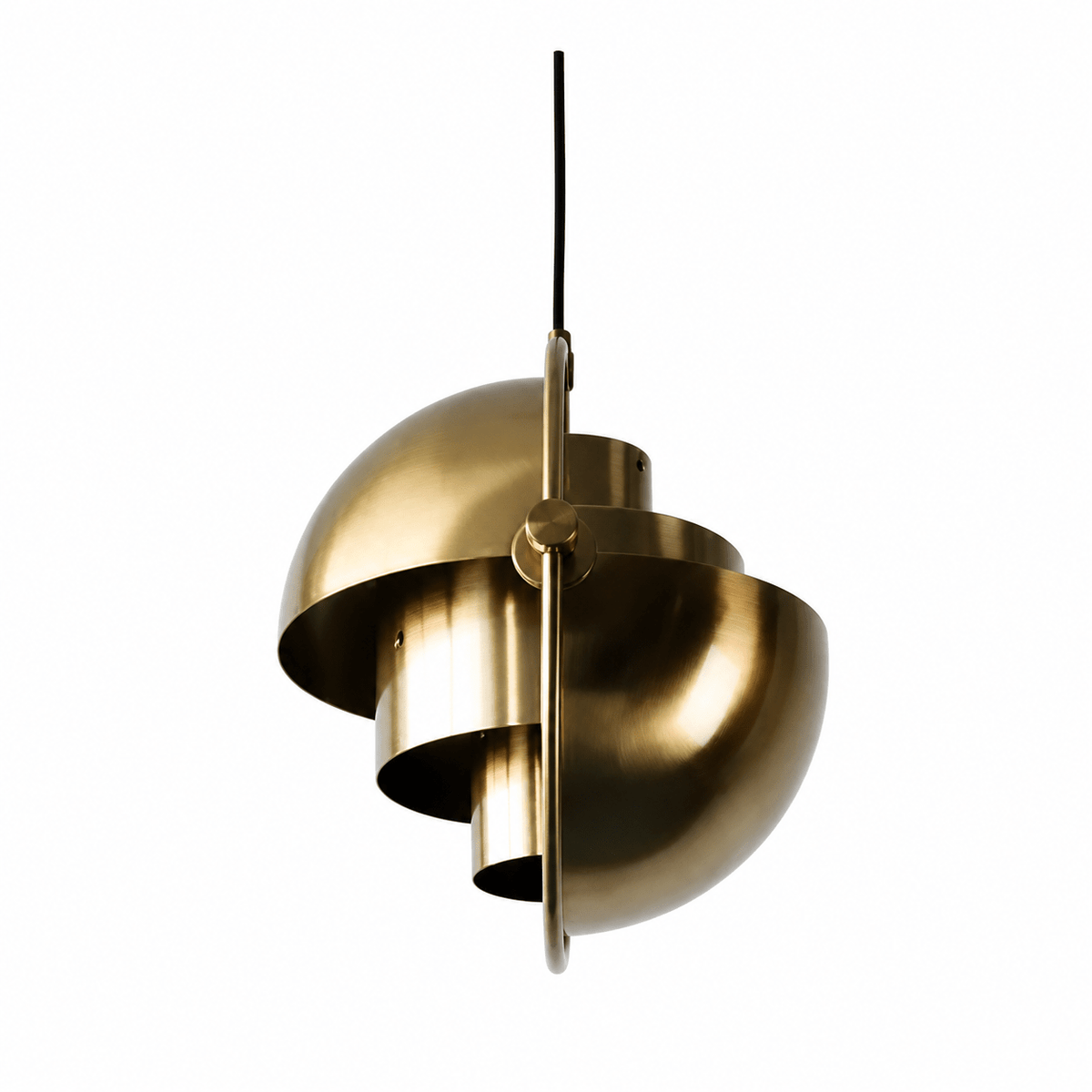 Jupiter Multi-Way Antique Brass Medium Pendant Light featuring adjustable outer shades.