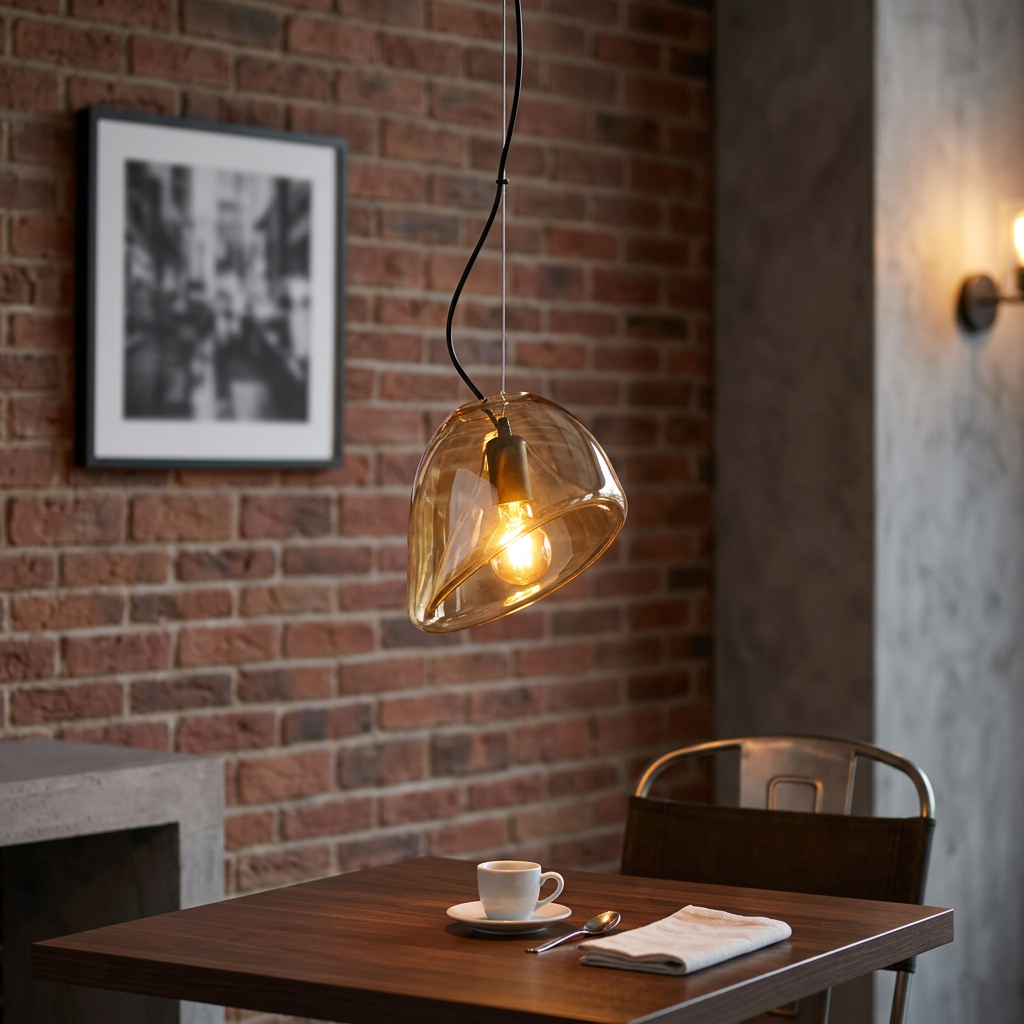 230V 40W E27 Arum Lily Glass Pendant - Amber