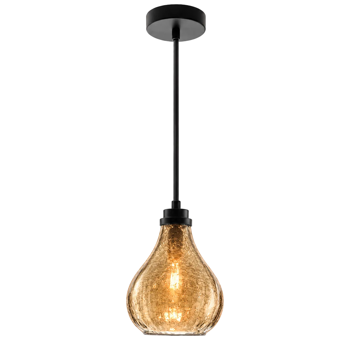 Metal & Amber Colour Glass Pendant Light