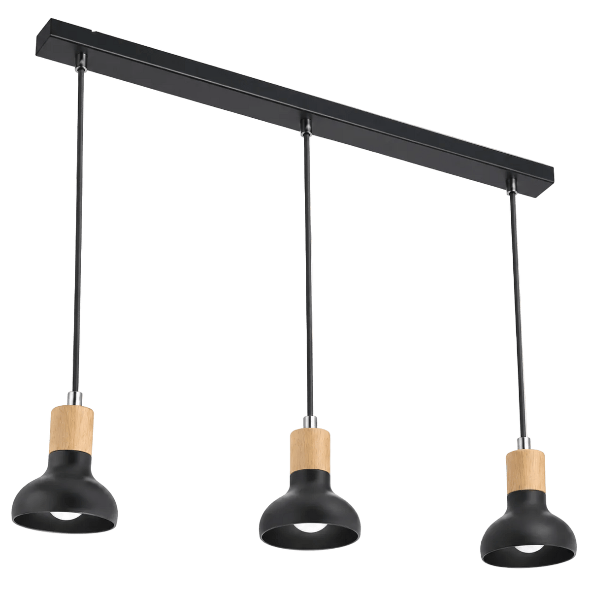3 Light Black Pendant with Adjustable Cords