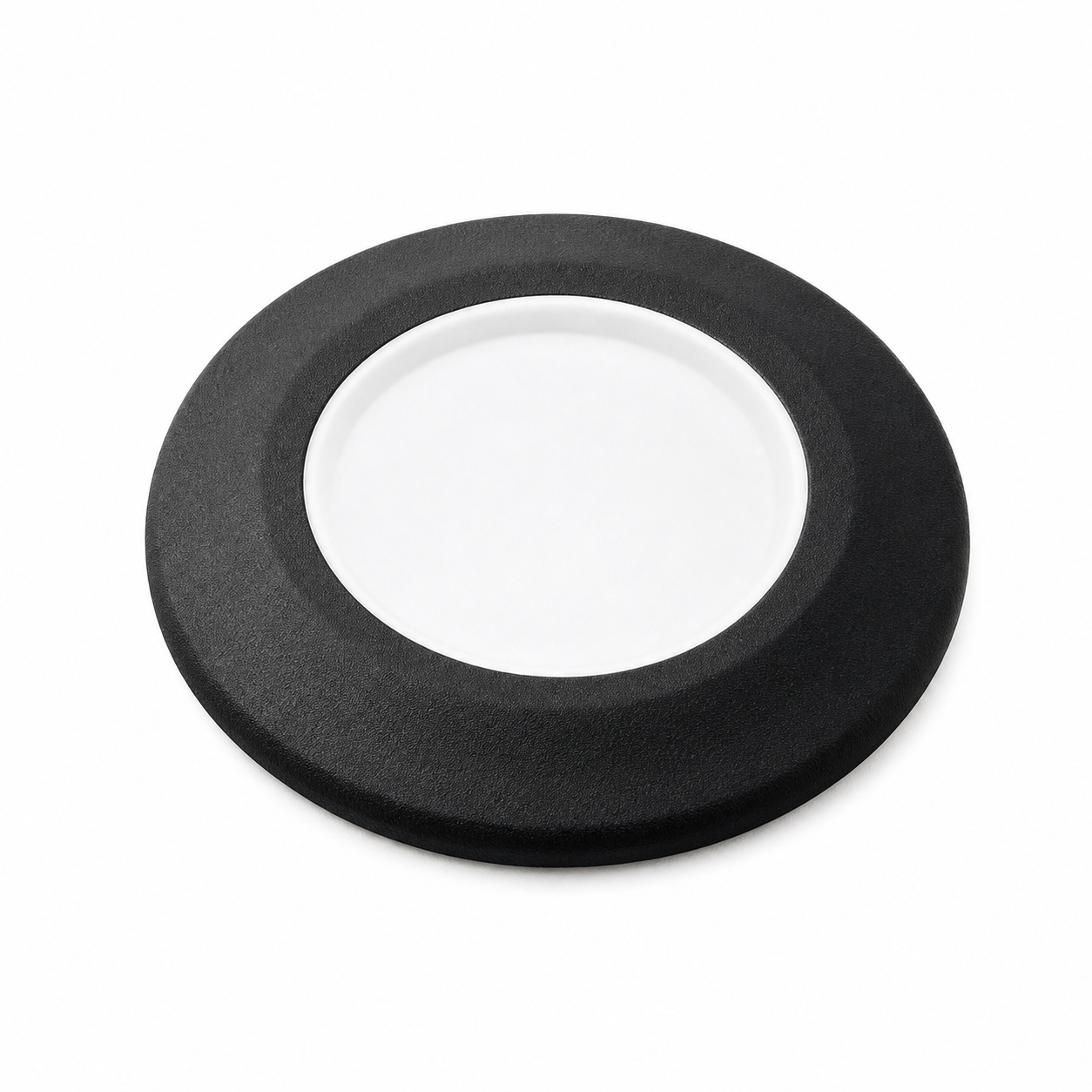 Aldo recessed ground light featuring a round black shockproof resin body and clear diffuser.
