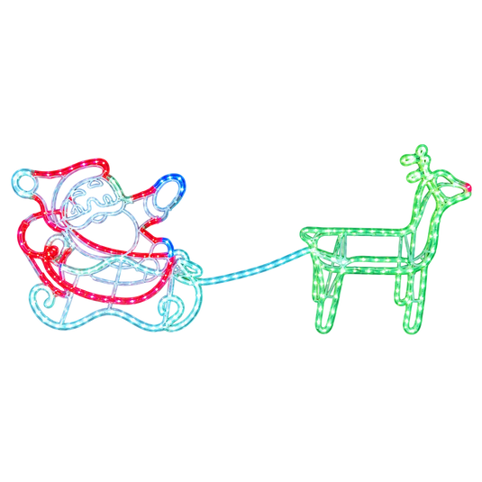 3D Waving Santa Sledge Christmas Motif, 1300 × 200mm