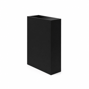 Black outdoor wall light with a sleek, minimalist design, ideal for accent lighting.