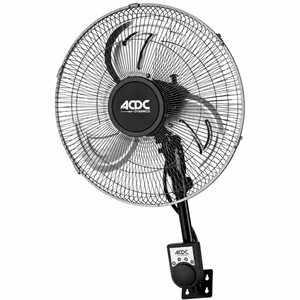 18-inch wall-mounted industrial fan with oscillating blades and pull-switch control.