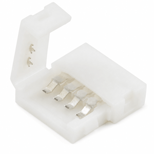 Solderless snap connector for 5050 RGBW LED strip lights, featuring a compact design and 5-pin interface.