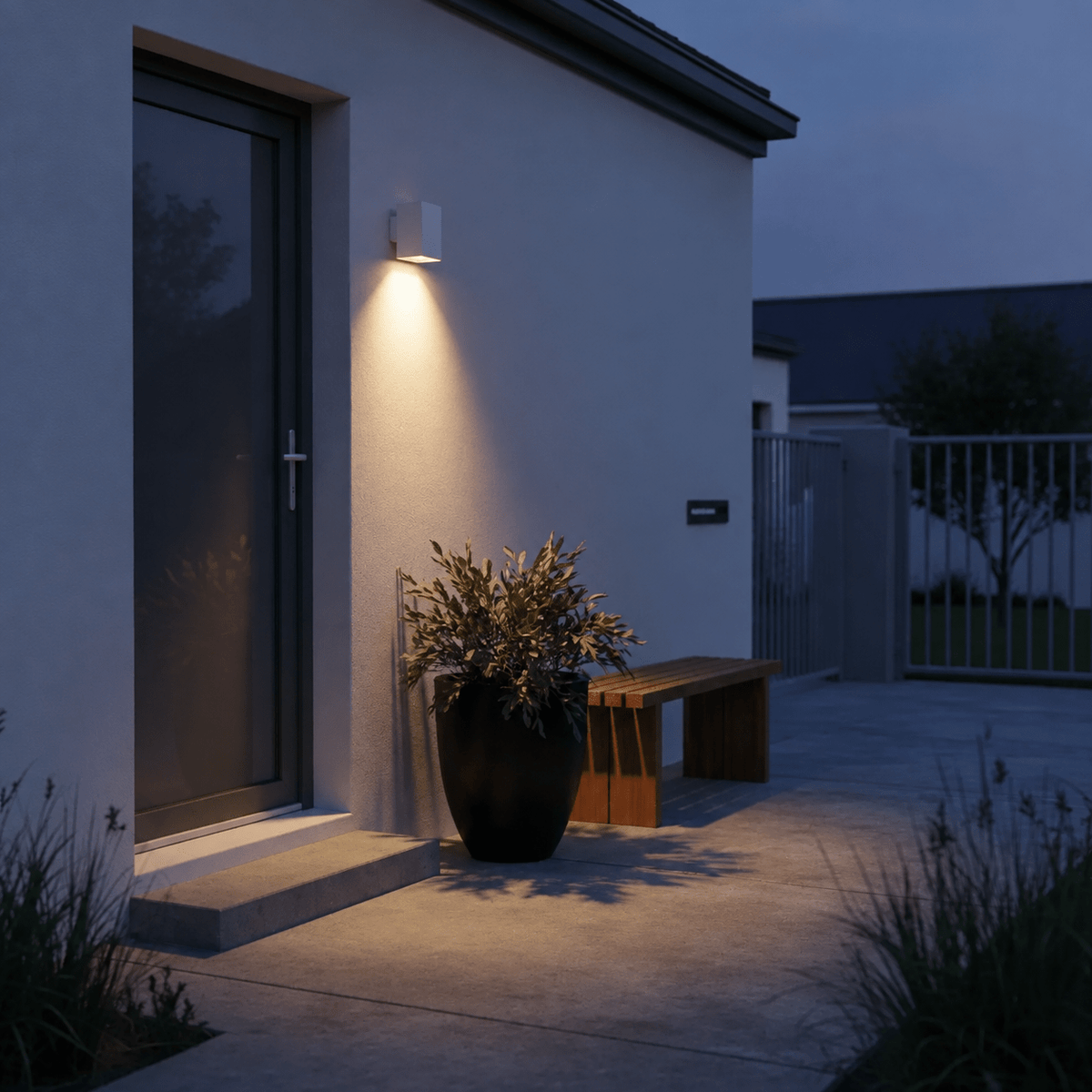 White Down Facing Square IP54 Wall Light