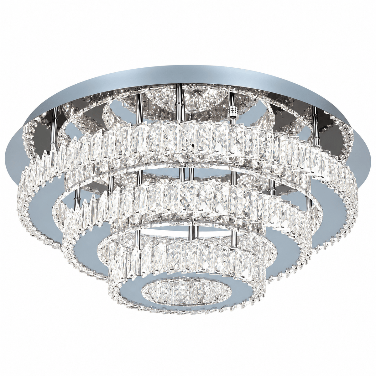 Round Stainless Steel & K9 Crystal LED Ceiling Fitting - additional product image