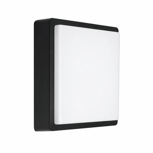 Kwele Outdoor LED Wall Light in black with a square design and white diffuser, ideal for outdoor illumination.