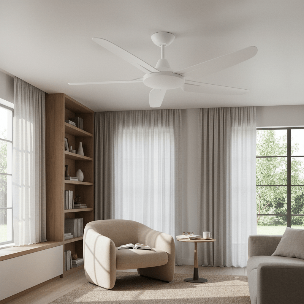 5 Blade White Ceiling Fan with Remote
