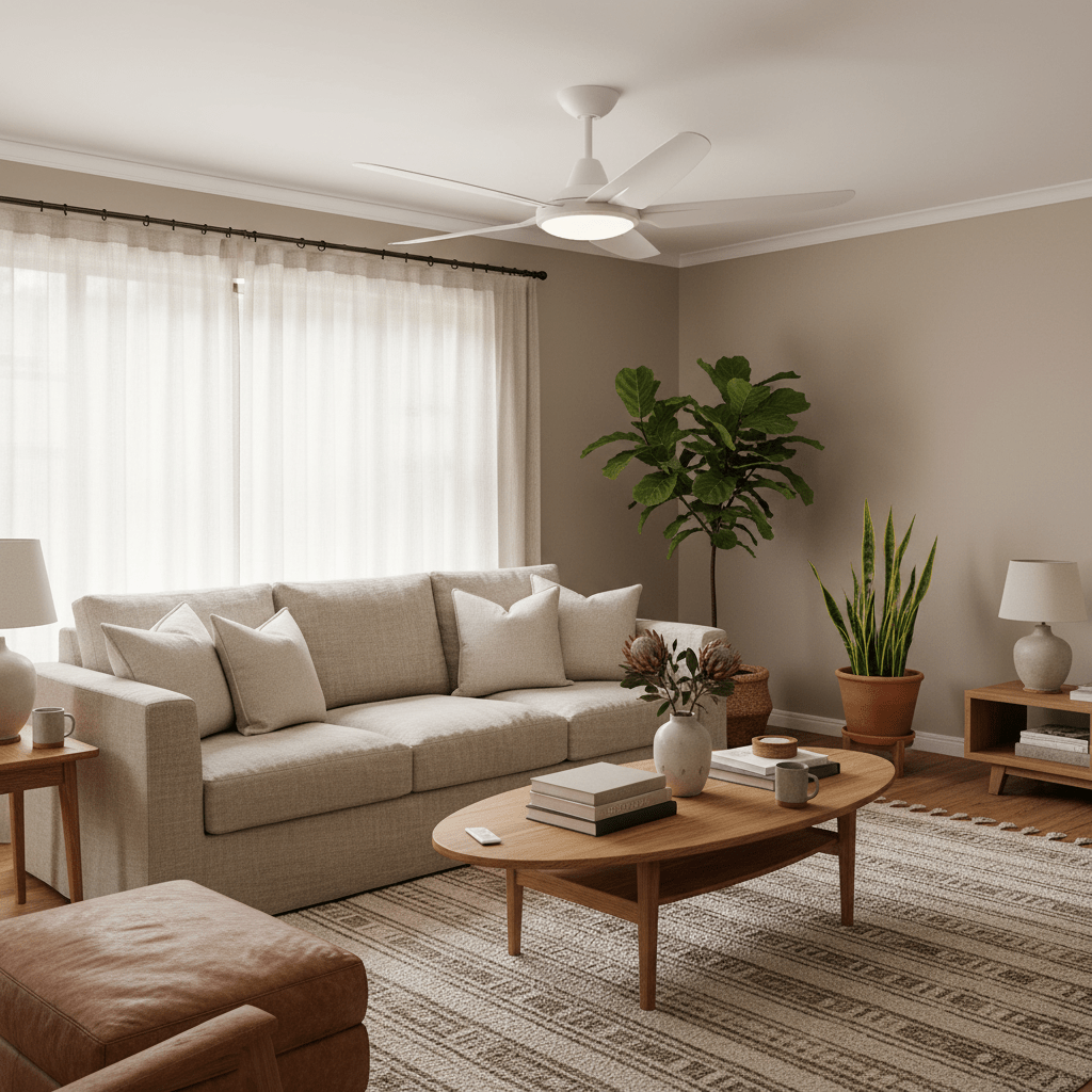 5 Blade White Ceiling Fan with Remote