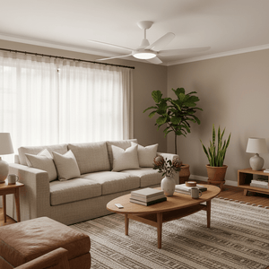 5 Blade White Ceiling Fan with Remote