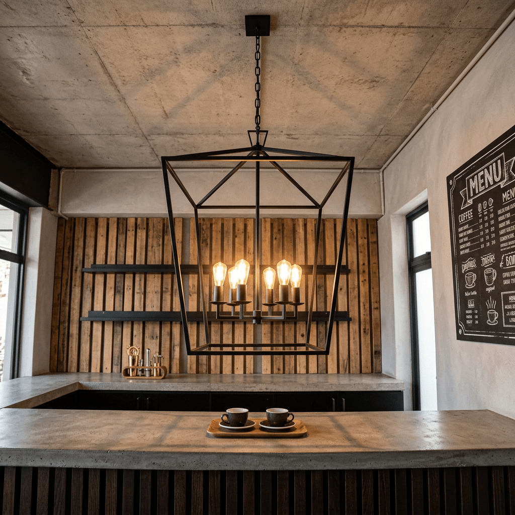 Delport 6 Light Pentagon Ranch Iron Pendant