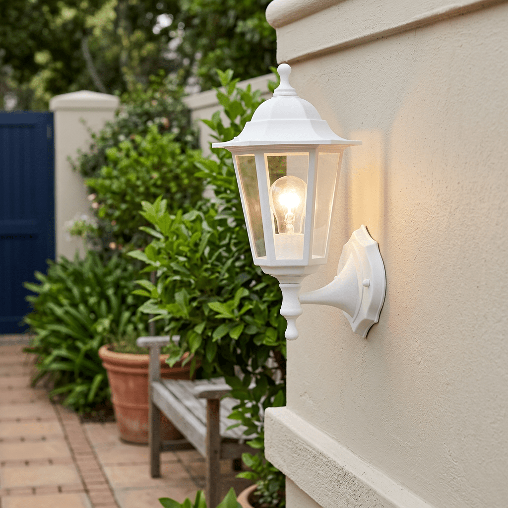 White Outdoor Wall Light - IP44 6 Panel