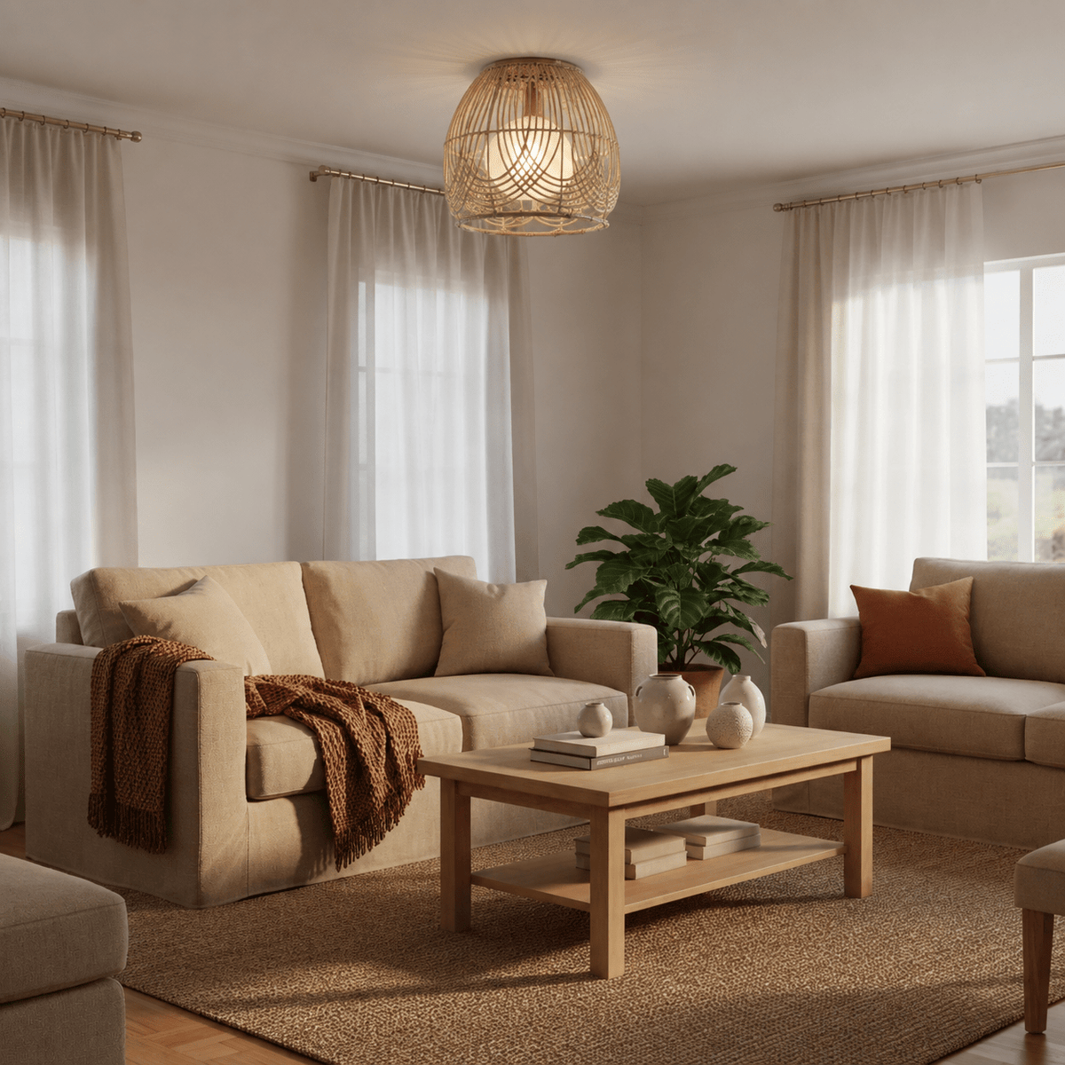 Rattan Ceiling Light