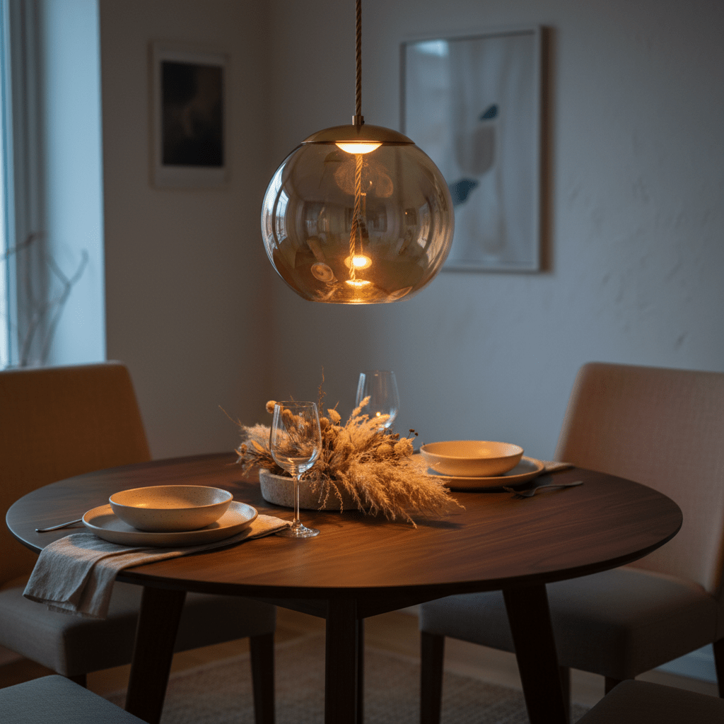 Amber Orb & Rope Pendant Light