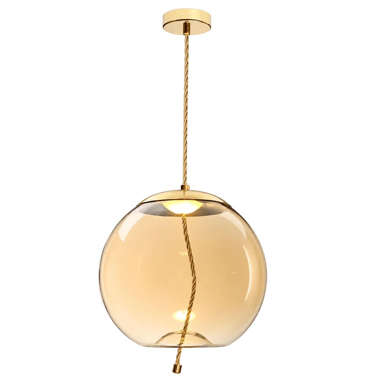 Amber Orb & Rope Pendant Light