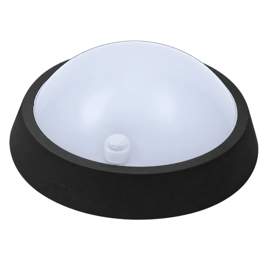 12W Black PVC Bulkhead Light, 4000K & Day/Night Sensor