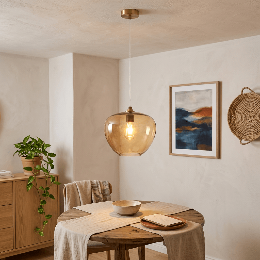 Small Amber Apple Pendant Light